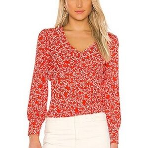 Cupcakes & Cashmere Red and White Fitted Blouse